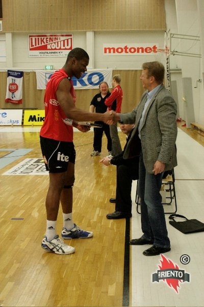 Volleyball team award ceremony during Nerio's professional career